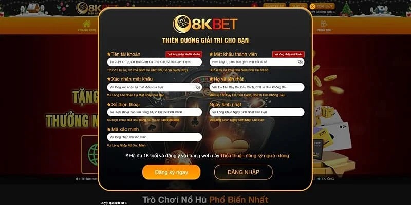 Hướng dẫn đăng ký 8kbet